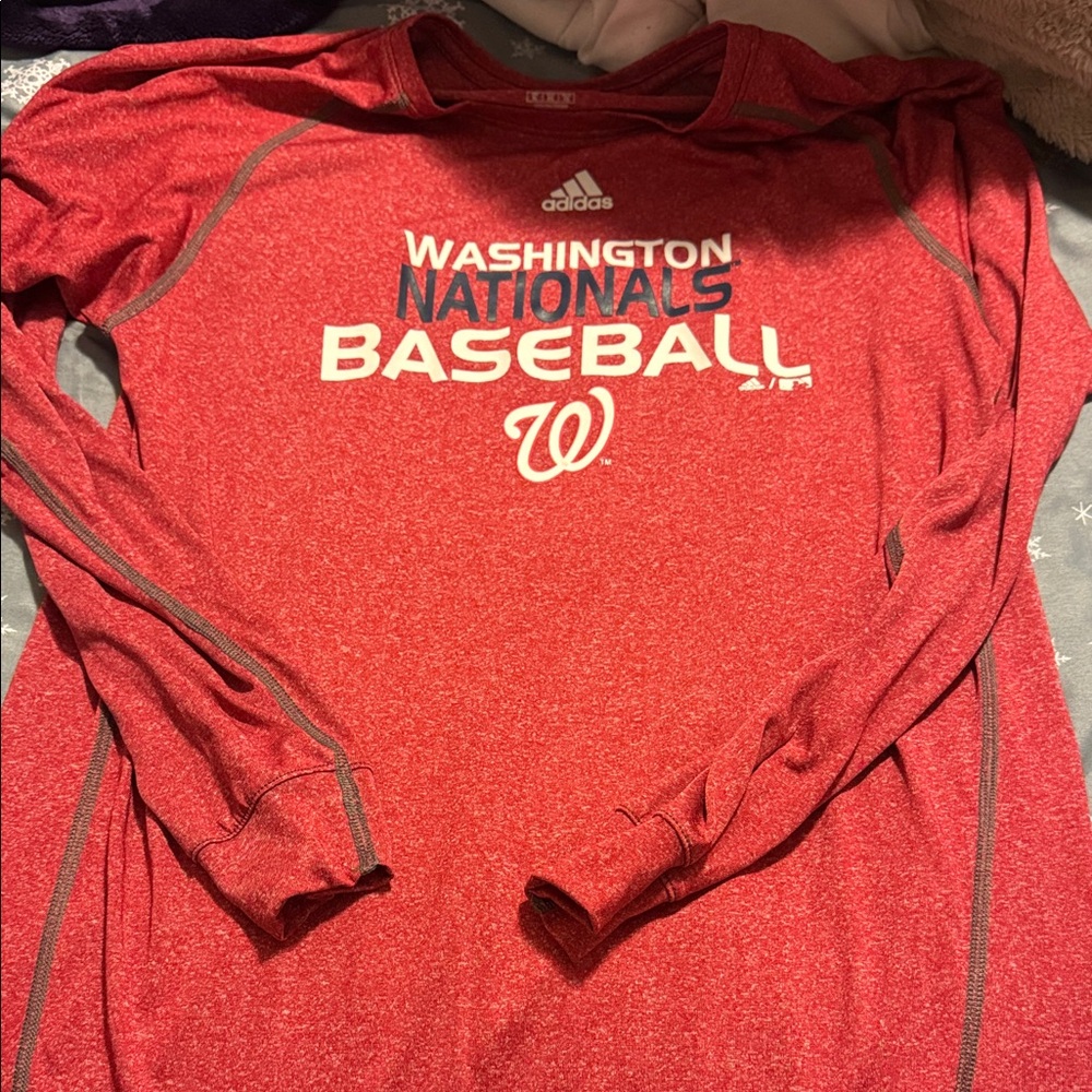 Adidas Red Washington Nationals Baseball Long Sleeve